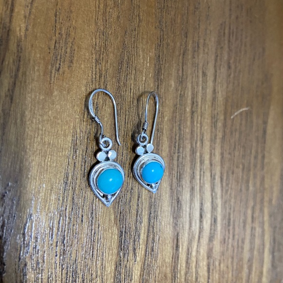 Sterling silver Turquoise drop earrings - Picture 2 of 2